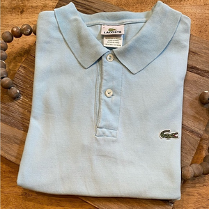 Lacoste Euro 3 USA X Small Light Blue Short Sleeve‎ Cotton Pique Knit Shirt